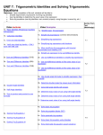 UNIT 7: Trigonometric Identities and Solving Trigonometric Equations