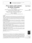 Free amino acid content in infant formulas