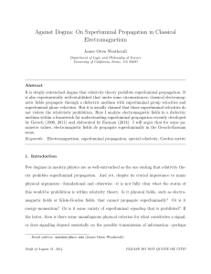 Against Dogma: On Superluminal Propagation in Classical