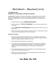 McCulloch v. Maryland (1819)