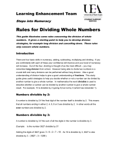 Rules for dividing whole numbers