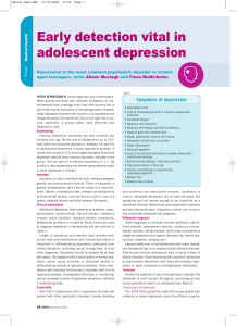 Early detection vital in adolescent depression
