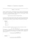 Worksheet 2.4 Introduction to Inequalities