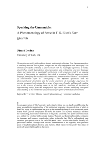 Speaking the Unnamable: A Phenomenology of Sense in T. S.