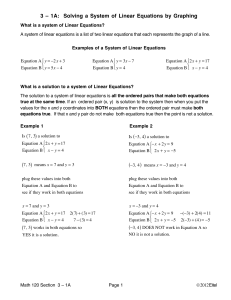Section 3-1A: Solving Systems in 2 Variables Introduction