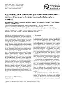 Hygroscopic growth and critical supersaturations for mixed aerosol