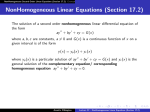 Lecture 22 : NonHomogeneous Linear Equations (Section 17.2)