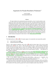 Arguments for Pseudo-Resultative Predicates