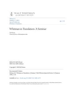 Whitman in Translation: A Seminar