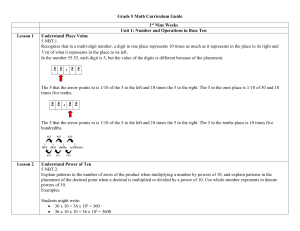 Grade 5 Math Curriculum Guide 1st Nine Weeks Unit 1: Number and