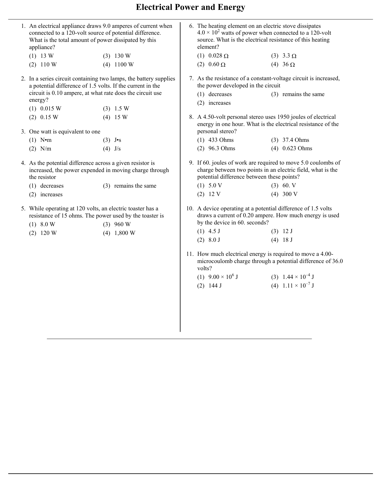 Potential Difference In A Circuit