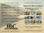 The IBC 2017 Conference Faculty The Institute of Biblical Context