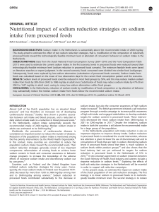 Nutritional impact of sodium reduction strategies on sodium