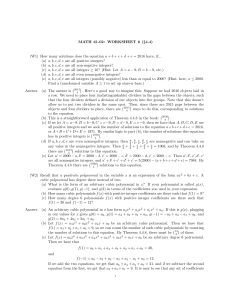 MATH 61-02: WORKSHEET 6 (§4.4) (W1) How many solutions does