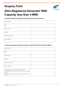 Enquiry Form (Non-Registered Generator With Capacity less than 5