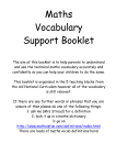 Maths Vocabulary Booklet for parents