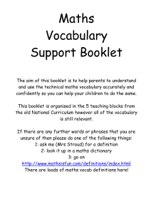 Maths Vocabulary Booklet for parents
