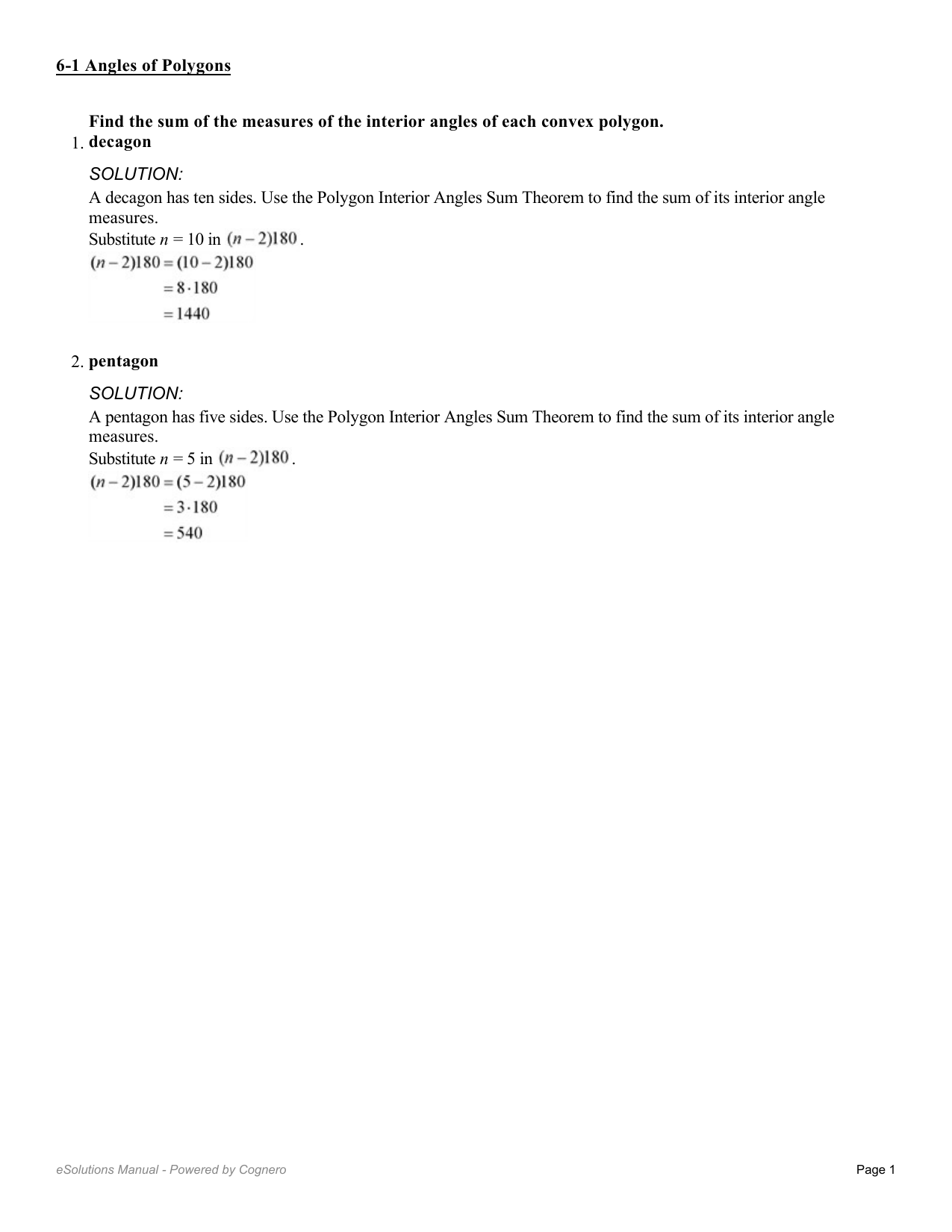 Find The Sum Of The Measures Of The Interior Angles