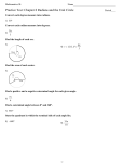 Mathematics SL - Practice Test Chapter 8 Radians and the Unit