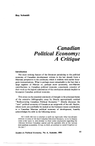 Canadian Political Economy: A Critique