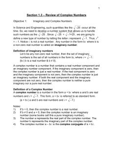 Section 1.3 – Review of Complex Numbers