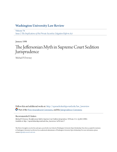 The Jeffersonian Myth in Supreme Court Sedition Jurisprudence