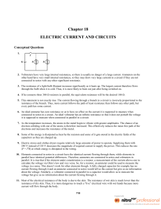 Chapter 18 ELECTRIC CURRENT AND CIRCUITS