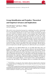 Group Identification and Prejudice: Theoretical and Empirical