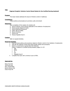 Title: Regional Hospital: Infection Control Study Module for the