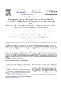 diabetes and physical activity - Société Francophone du Diabète