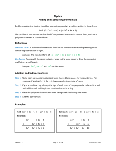 Adding and Subtracting Polynomials