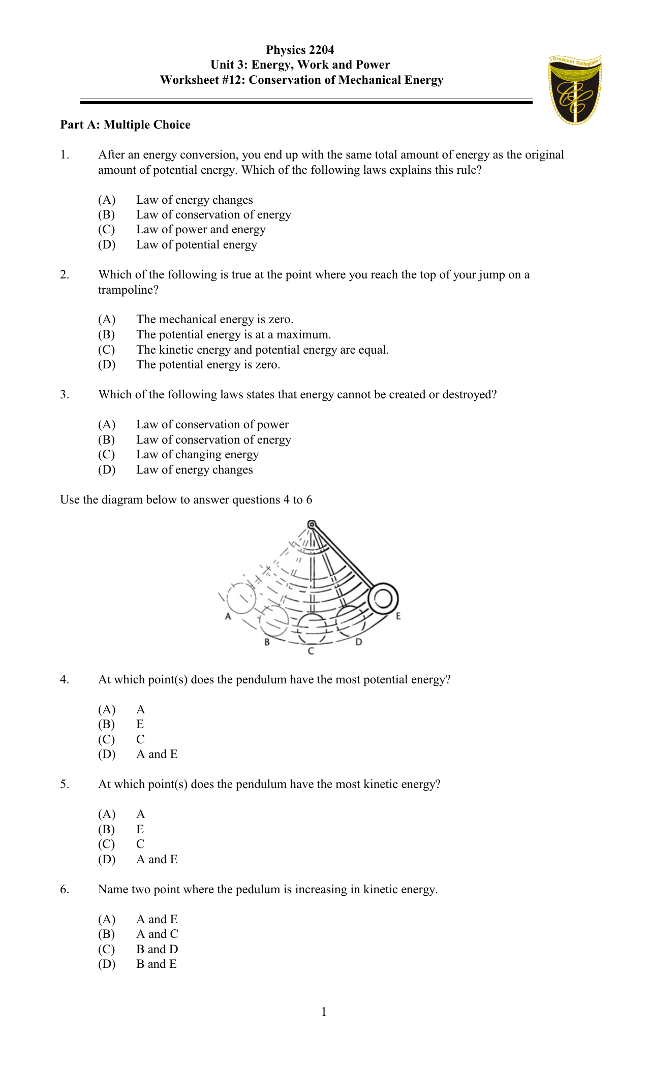 Work Power And Energy Worksheet