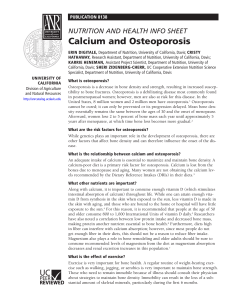 Nutrition and Health Info Sheet: Calcium and Osteoporosis