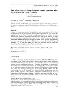 Rate of recovery of lichen-dominated tundra vegetation after