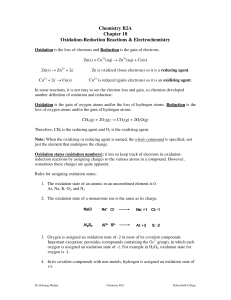 Chemistry B2A Chapter 18 Oxidation