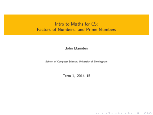 Factors of Numbers, and Prime Numbers