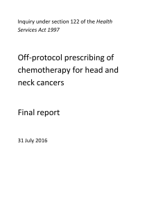 Off-protocol prescribing of chemotherapy for head and neck cancers