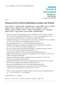 Phenotype-Driven Plasma Biobanking Strategies and Methods