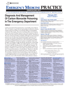 Diagnosis And Management Of Carbon Monoxide Poisoning In The