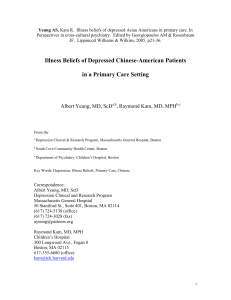 Illness Beliefs of Depressed Chinese-American Patients