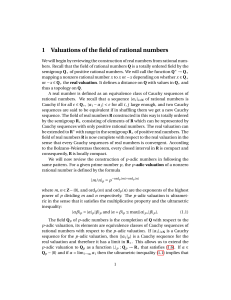 1 Valuations of the field of rational numbers