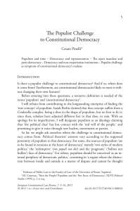 The Populist Challenge to Constitutional Democracy