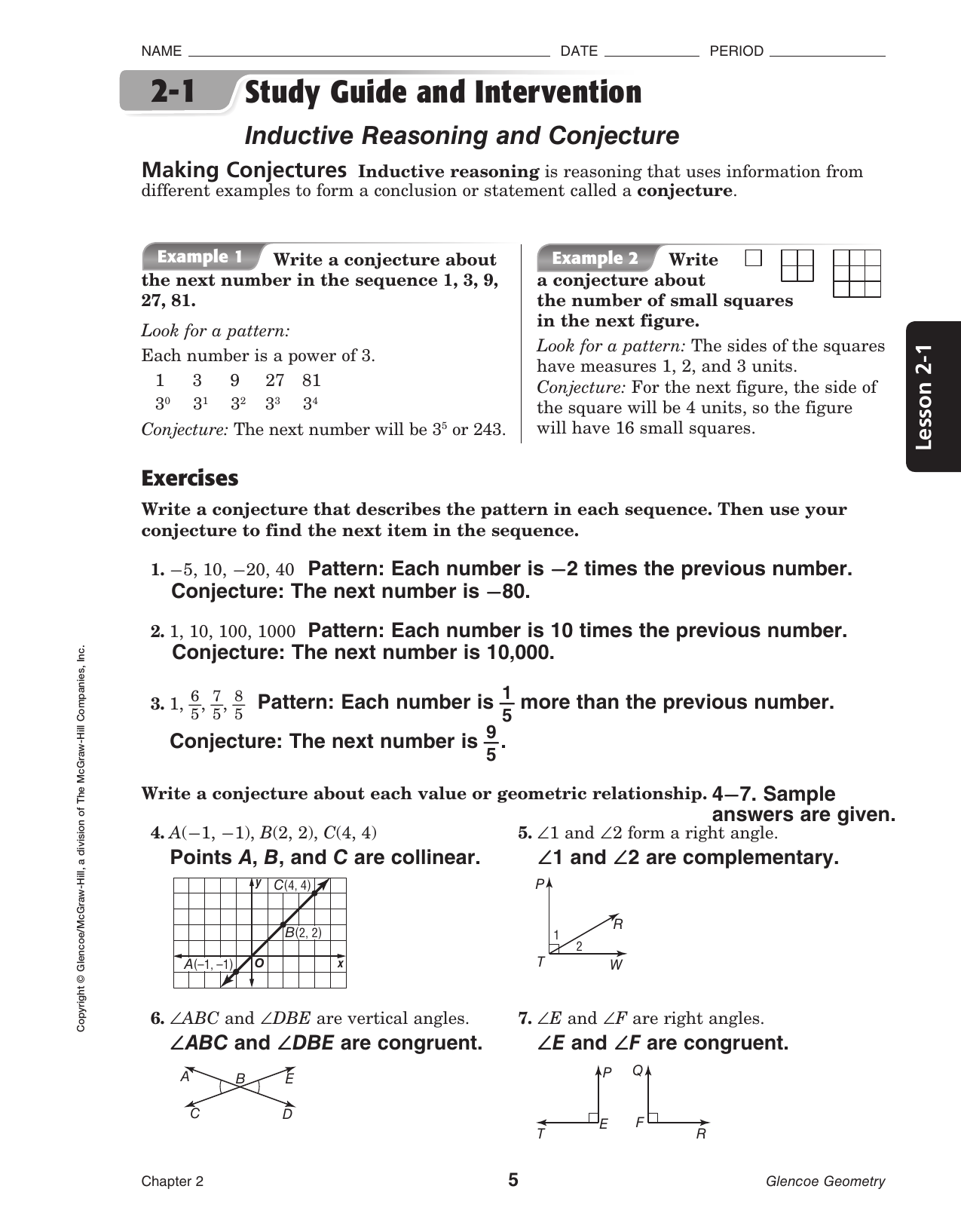 Glencoe Geometry Study Guide And Intervention Workbook Answer Key