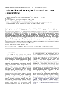3-nitroaniline and 3-nitrophenol – A novel non linear optical material