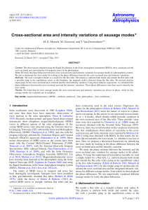 Cross-sectional area and intensity variations of sausage modes⋆