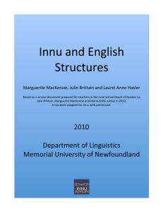 Innu and English Structures - Innu