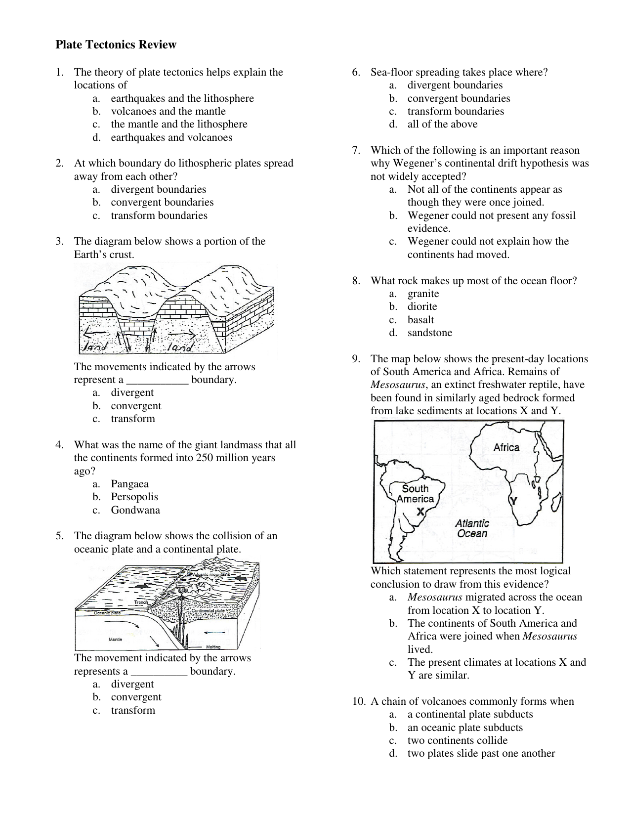 Plate Tectonics Review