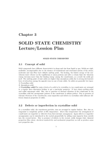 SOLID STATE CHEMISTRY Lecture/Lession Plan