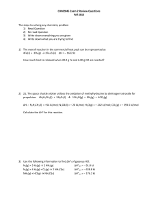 CHM2045 Exam 2 Review Questions Fall 2015