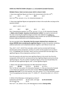 CHEM 1411 EXAM I (Chapters 1, 2, 3): 25